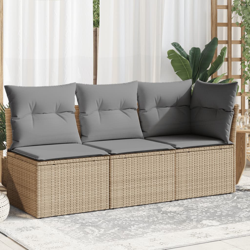 Tuinbank 3-Zits Met Kussens Poly Rattan