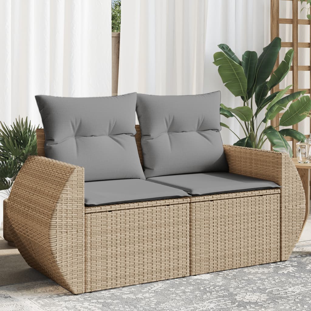 Tuinbank 2-Zits Met Kussens Poly Rattan