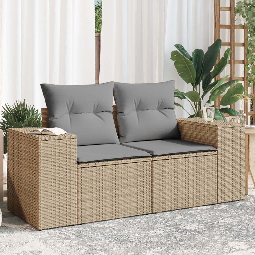 Tuinbank 2-Zits Met Kussens Poly Rattan