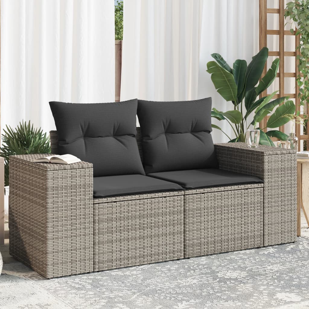 Tuinbank 2-Zits Met Kussens Poly Rattan