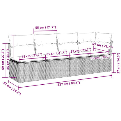 Tuinbank 4-Zits Met Kussens Poly Rattan