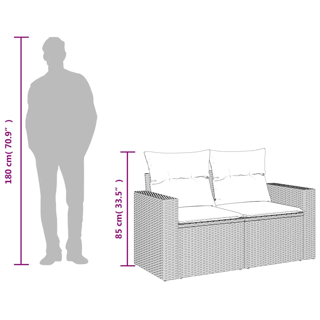 Tuinbank 2-Zits Met Kussens Poly Rattan