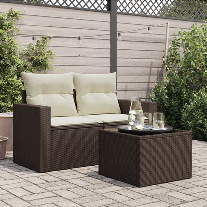 Tuintafel Met Glazen Blad 55X55X37 Cm Poly Rattan