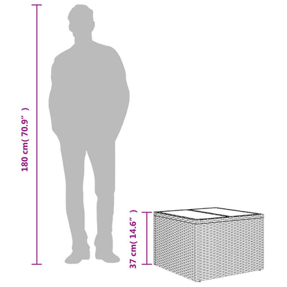Tuintafel Met Glazen Blad 55X55X37 Cm Poly Rattan