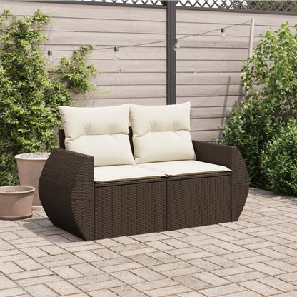 Tuinbank 2-Zits Met Kussens Poly Rattan