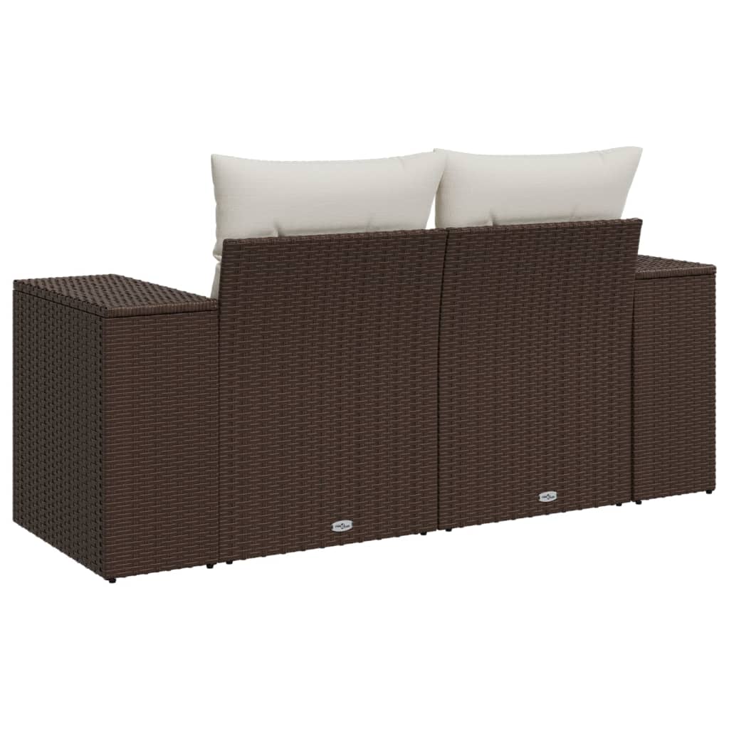 Tuinbank 2-Zits Met Kussens Poly Rattan