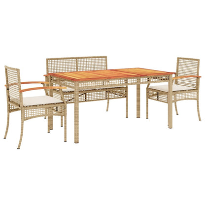 5-Delige Tuinset Met Kussens Poly Rattan Beige