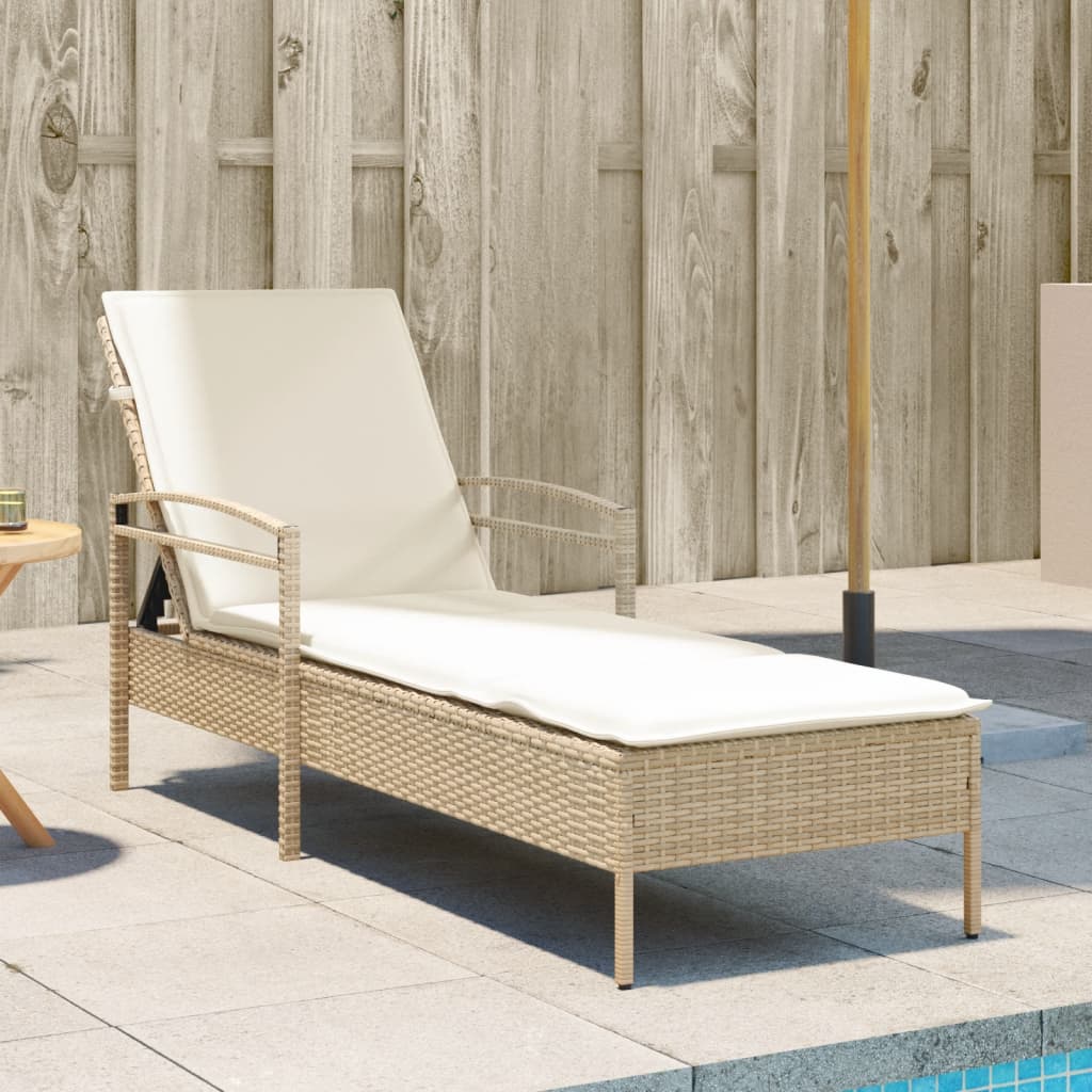 Ligbed Met Kussen 63X200X81 Cm Poly Rattan