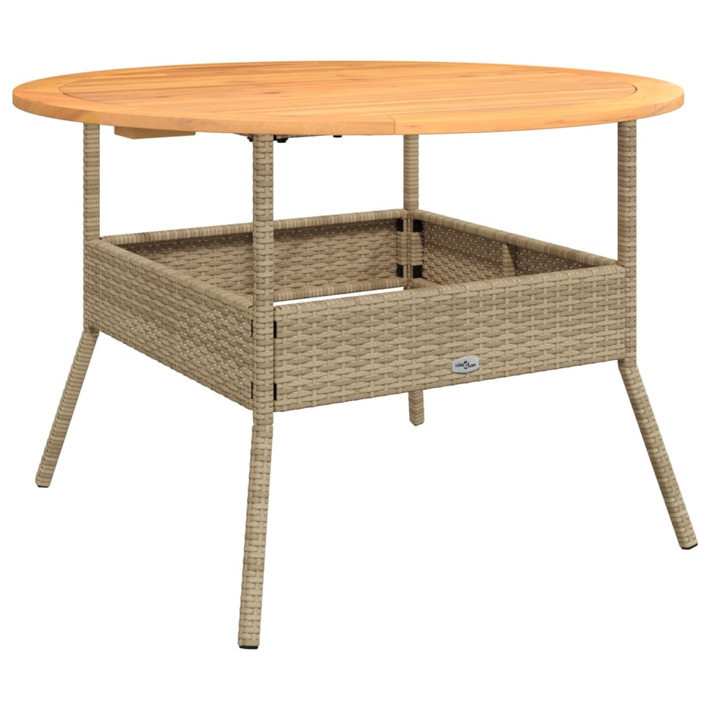 Tuintafel Met Acaciahouten Blad Ø110X71 Cm Poly Rattan