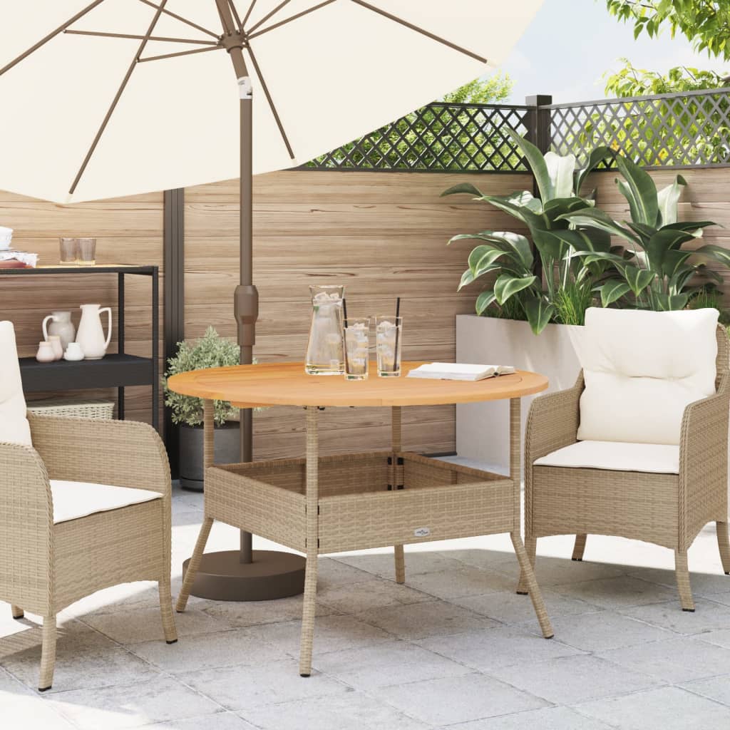 Tuintafel Met Acaciahouten Blad Ø110X71 Cm Poly Rattan