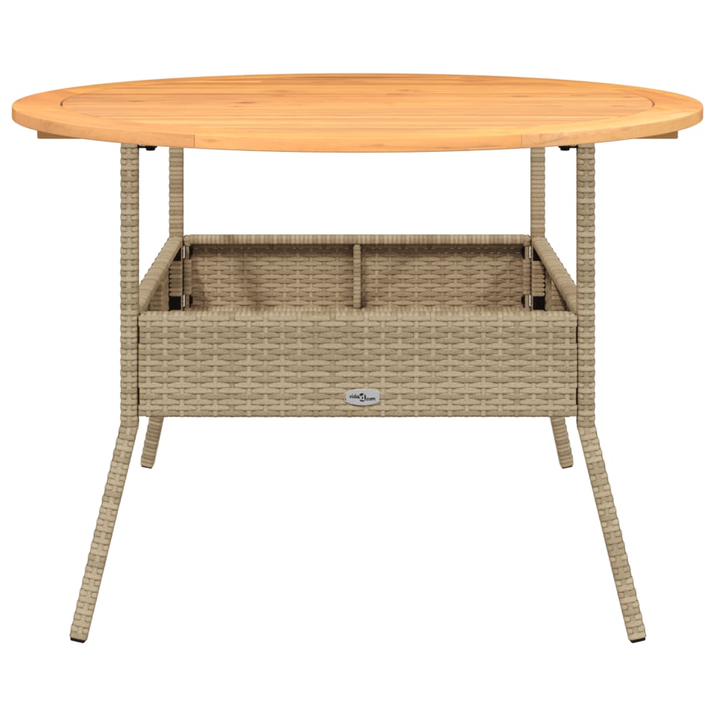 Tuintafel Met Acaciahouten Blad Ø110X71 Cm Poly Rattan