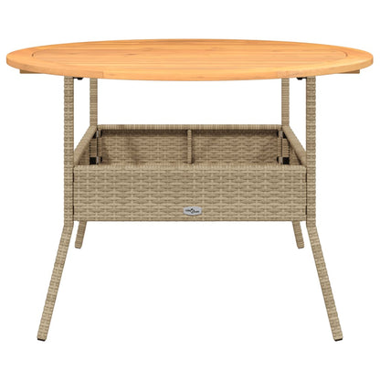 Tuintafel Met Acaciahouten Blad Ø110X71 Cm Poly Rattan