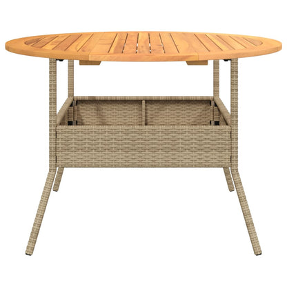 Tuintafel Met Acaciahouten Blad Ø110X71 Cm Poly Rattan