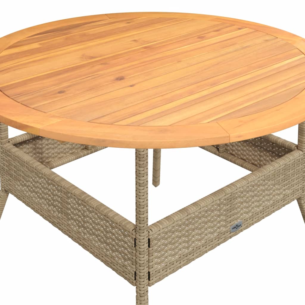 Tuintafel Met Acaciahouten Blad Ø110X71 Cm Poly Rattan