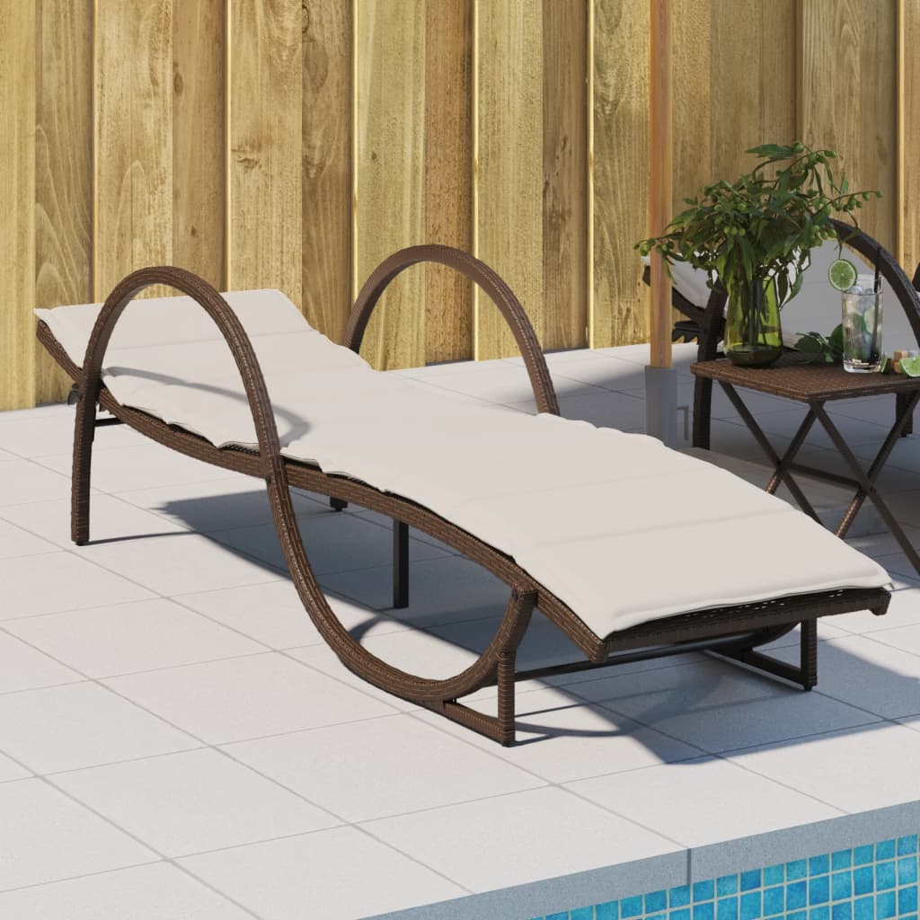 Ligbed Met Kussen 60X199X42 Cm Poly Rattan