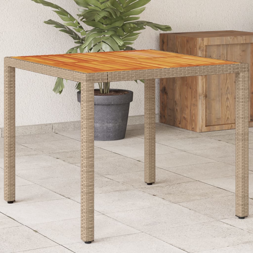 Tuintafel Met Acaciahouten Blad Poly Rattan