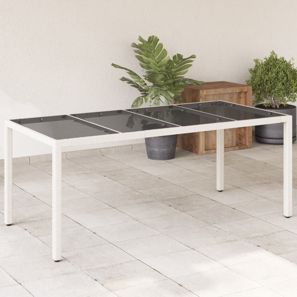 Tuintafel Met Glazen Blad 190X90X75 Cm Poly Rattan