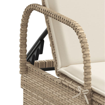 Ligbed Met Wielen En Kussen Poly Rattan