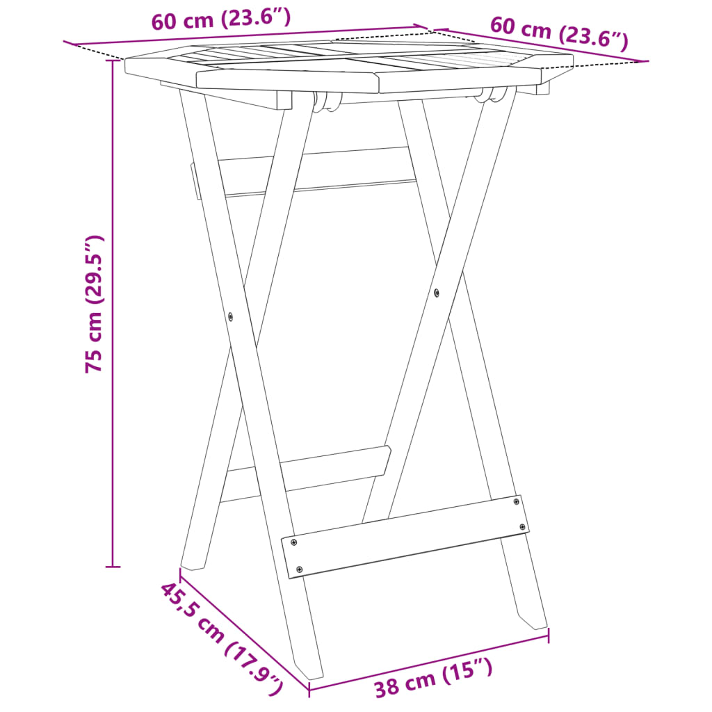 Tuintafel Inklapbaar Ø Massief Acaciahout