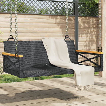 Schommelbank Met Kussens 109X62X40 Cm Poly Rattan Zwart