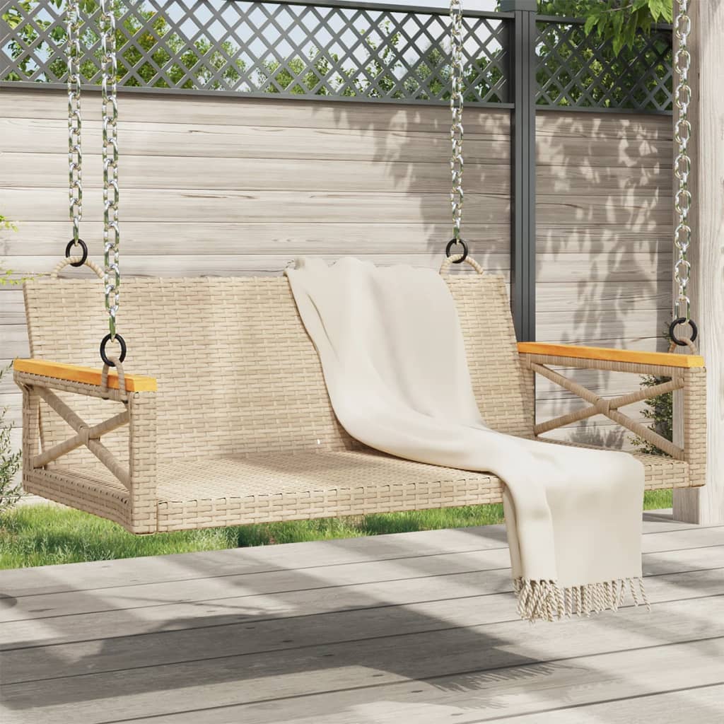 Schommelbank Met Kussens Poly Rattan Beige