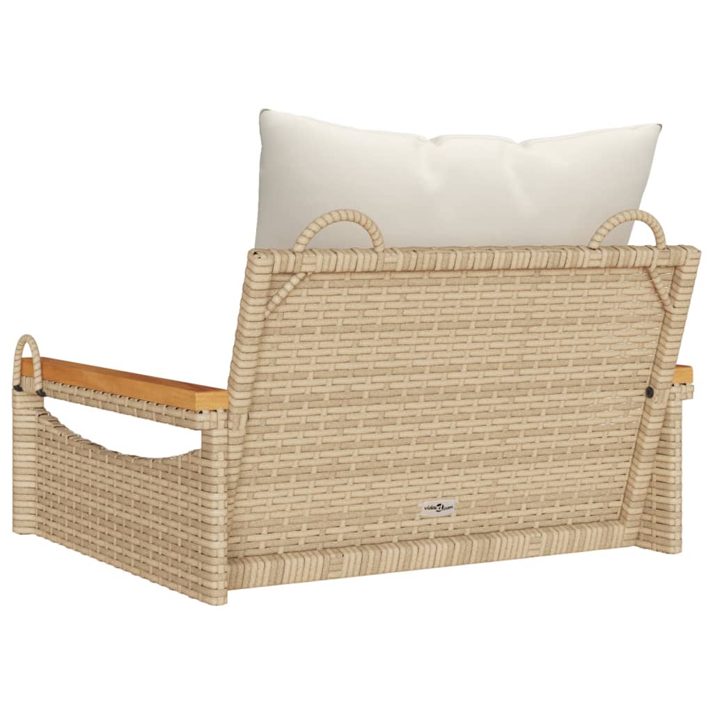 Schommelbank Met Kussens Poly Rattan Beige