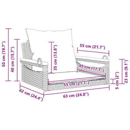 Schommelbank Met Kussens Poly Rattan Beige