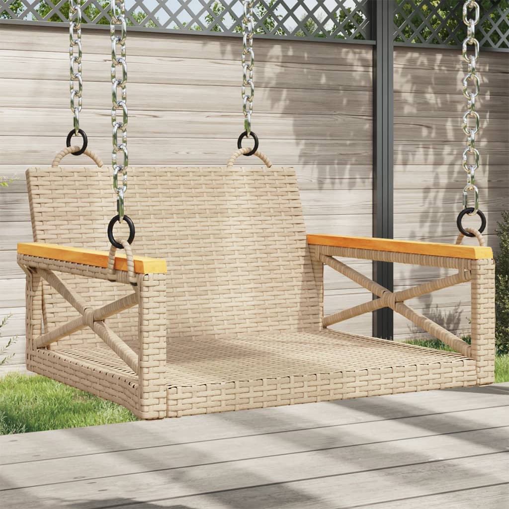 Schommelbank Met Kussens Poly Rattan Beige