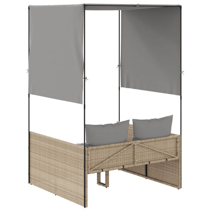 Ligbed Tweepersoons Met Dak En Gordijn Poly Rattan