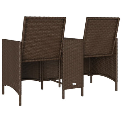 Tuinbank 2-Zits Met Tafel En Kussens Poly Rattan