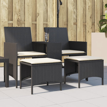 Tuinbank 2-Zits Met Tafel En Voetenbanken Poly Rattan