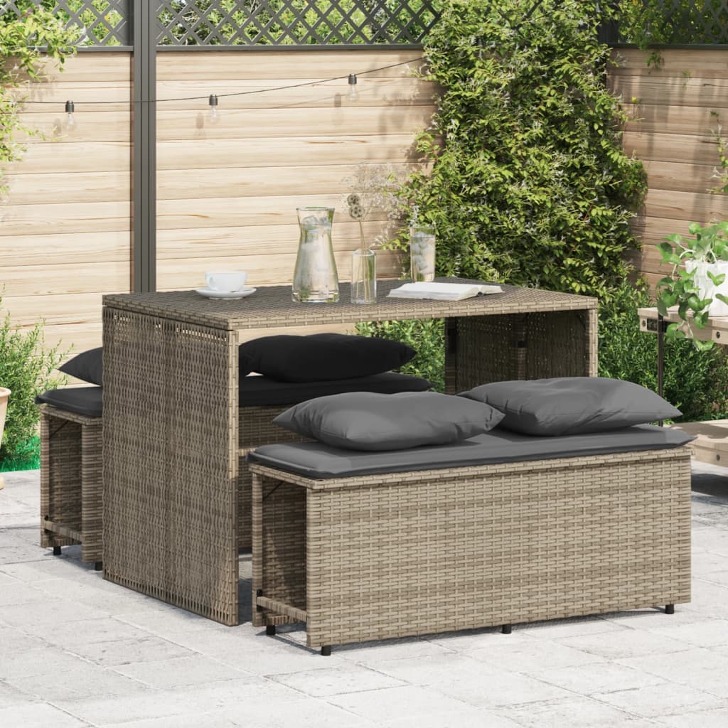 3-Delige Tuinset Met Kussens Poly Rattan