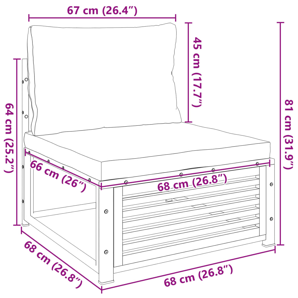 Tuinbank Zonder Armleuningen Met Kussens Massief Acaciahout