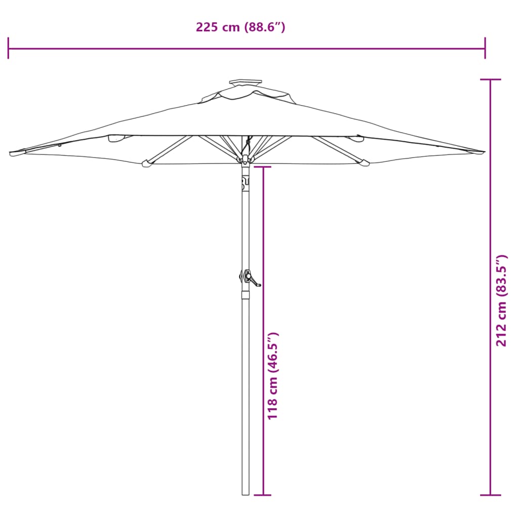 Parasol Met Stalen Paal 225X225X212 Cm