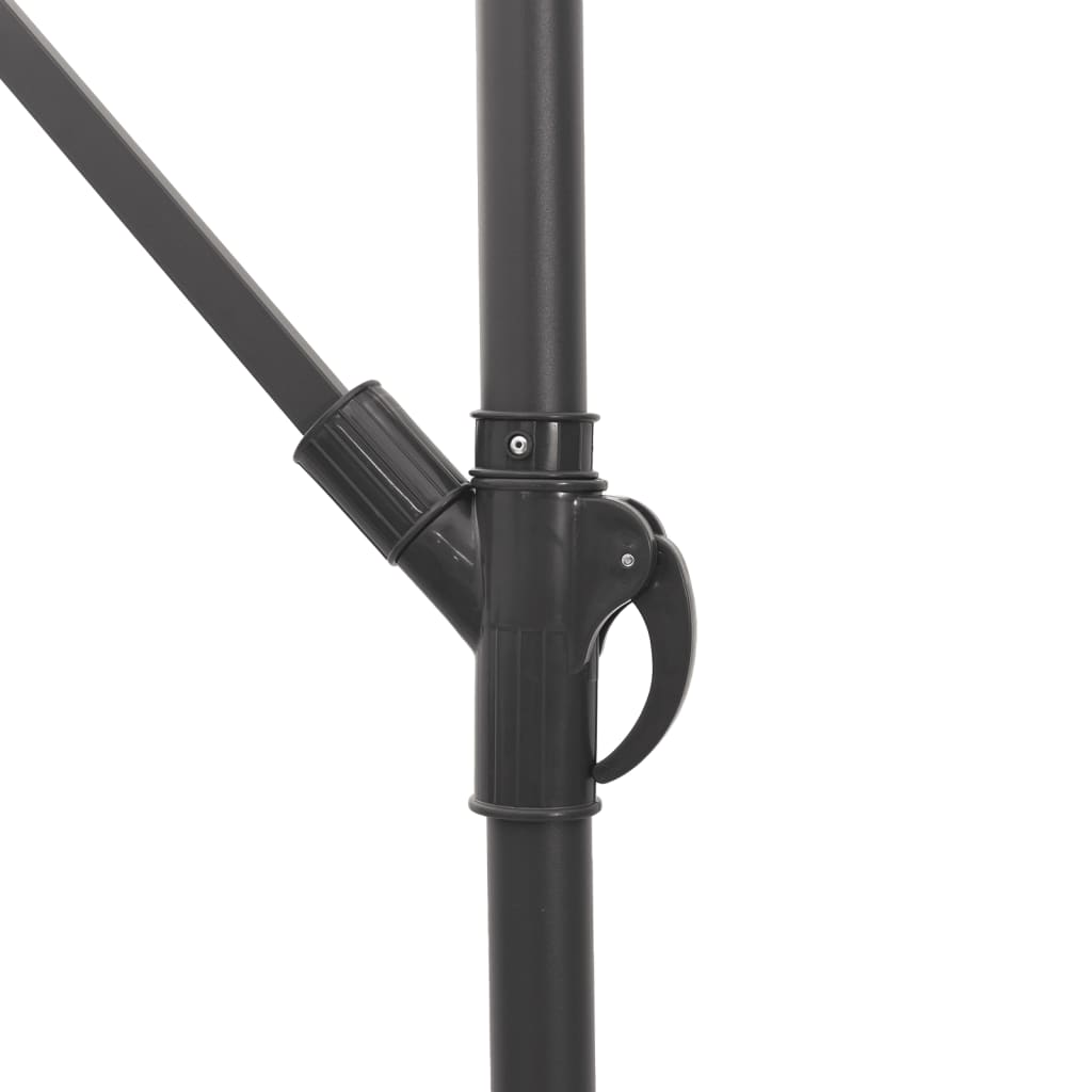 Parasol Met Led's En Stalen Paal Bruin