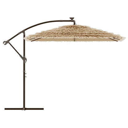 Parasol Met Led's En Stalen Paal Bruin