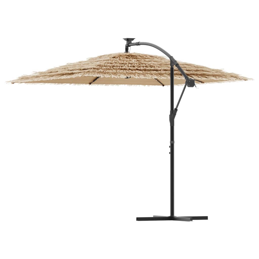 Parasol Met Led's En Stalen Paal Bruin