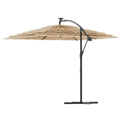 Parasol Met Led's En Stalen Paal Bruin