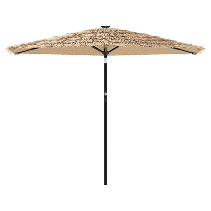 Parasol Met Led's En Stalen Paal Bruin