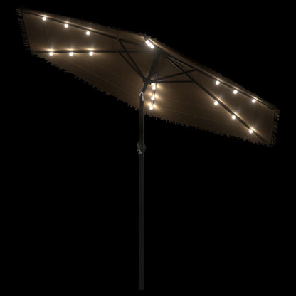 Parasol Met Led's En Stalen Paal Bruin