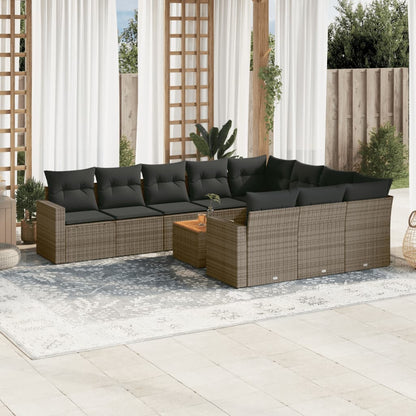11-Delige Tuinset Met Kussens Poly Rattan