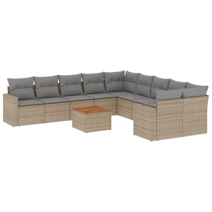 11-Delige Tuinset Met Kussens Poly Rattan