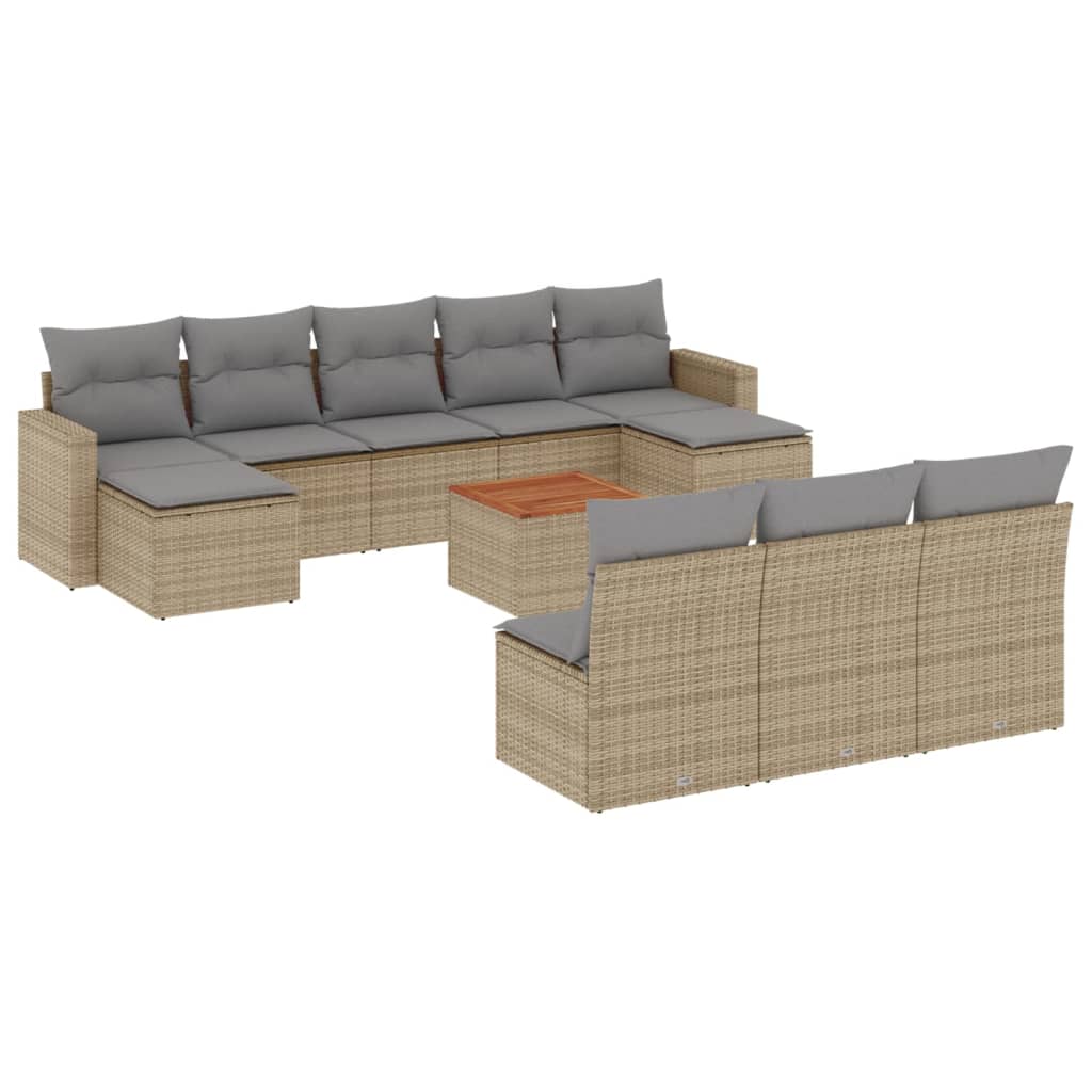 11-Delige Tuinset Met Kussens Poly Rattan