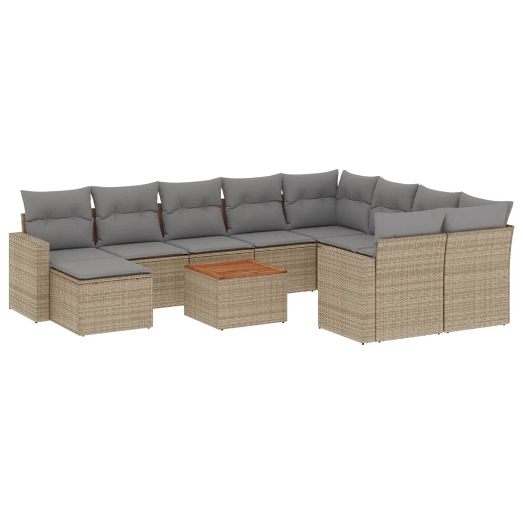 11-Delige Tuinset Met Kussens Poly Rattan