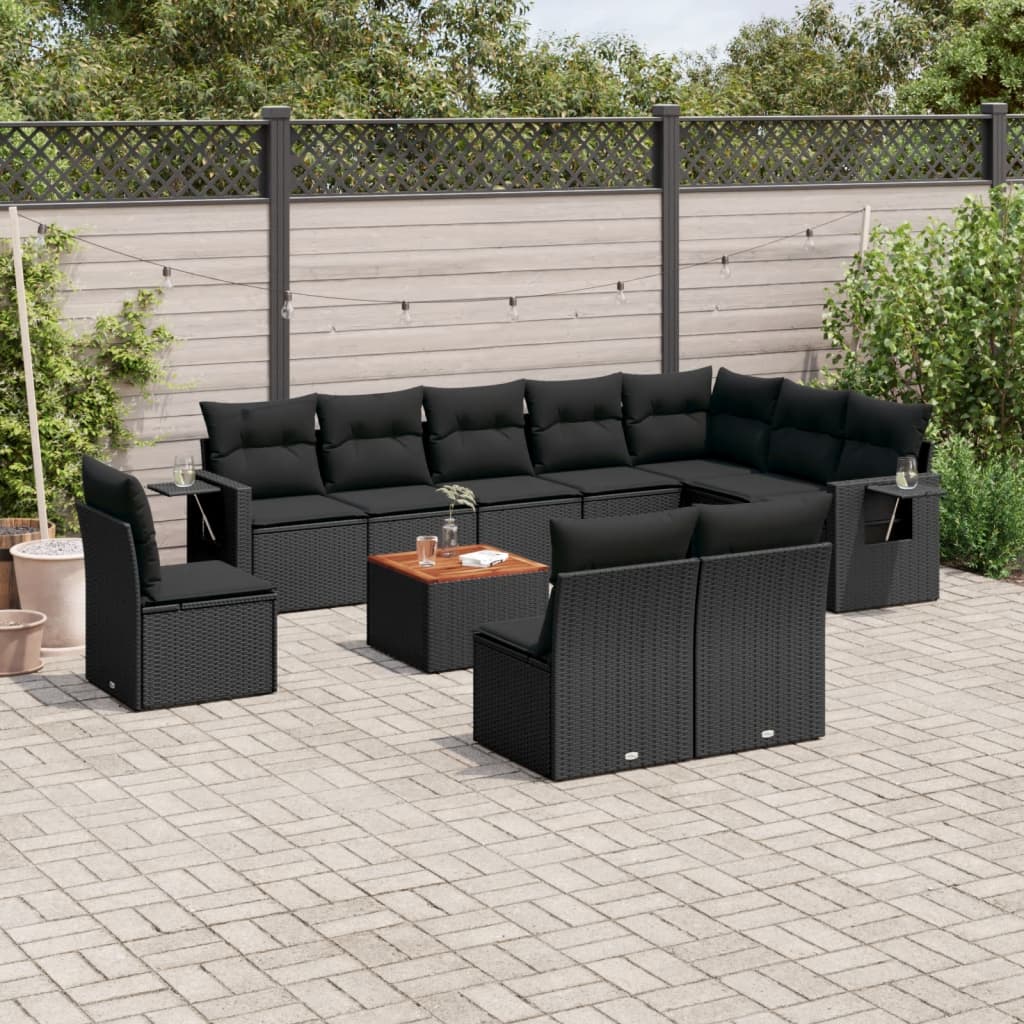 11-Delige Tuinset Met Kussens Poly Rattan