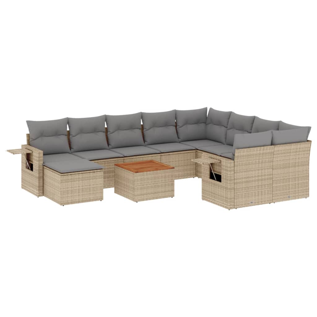 11-Delige Tuinset Met Kussens Poly Rattan