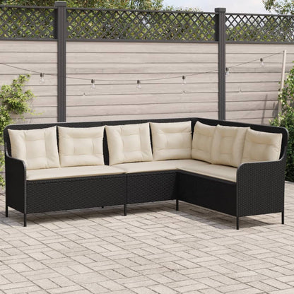 Tuinbank Met Kussens L-Vormig Poly Rattan