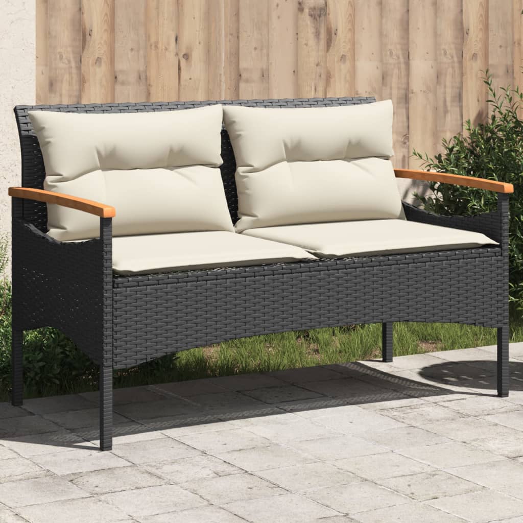 Tuinbank Met Kussens 116X62,5X74 Cm Poly Rattan