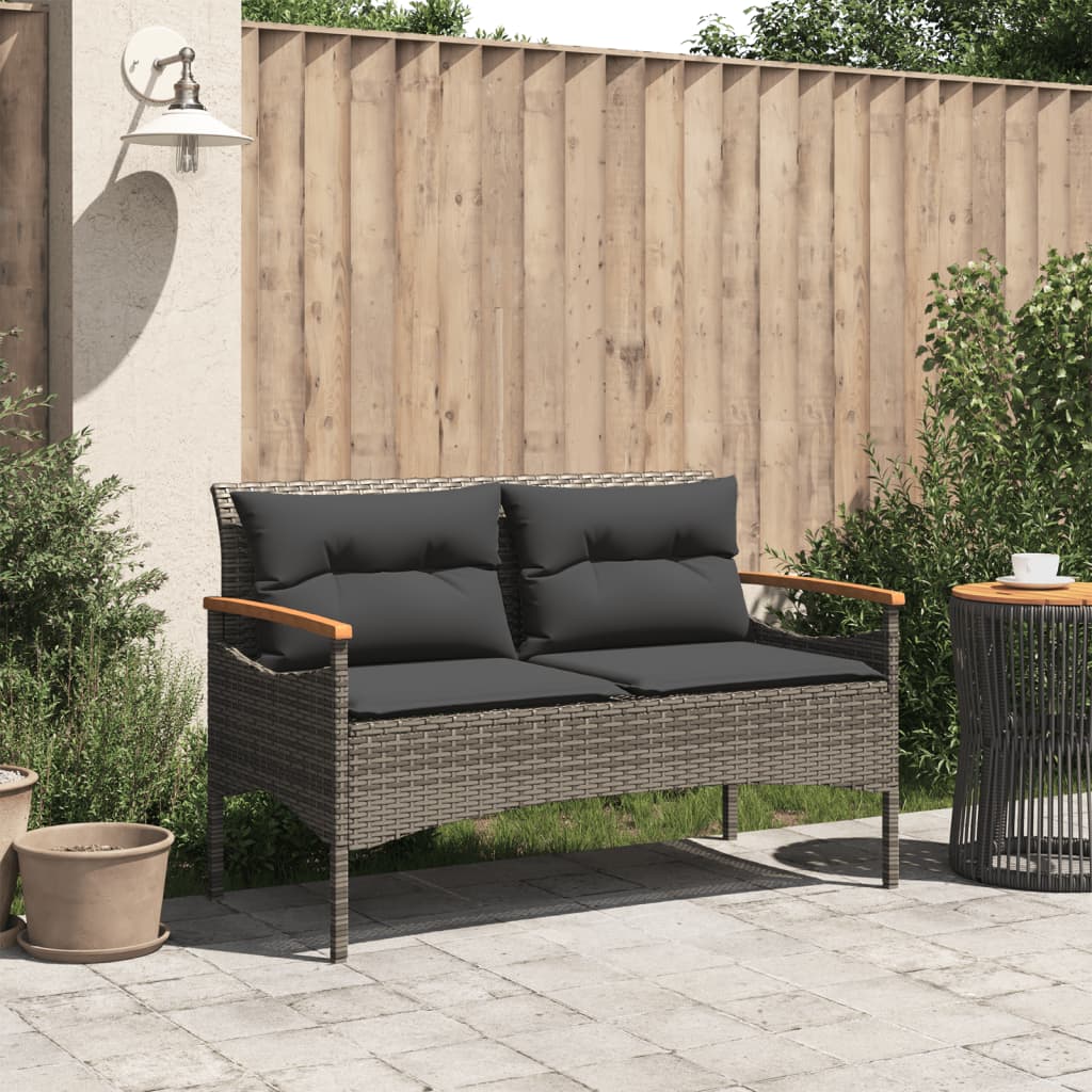Tuinbank Met Kussens 116X62,5X74 Cm Poly Rattan