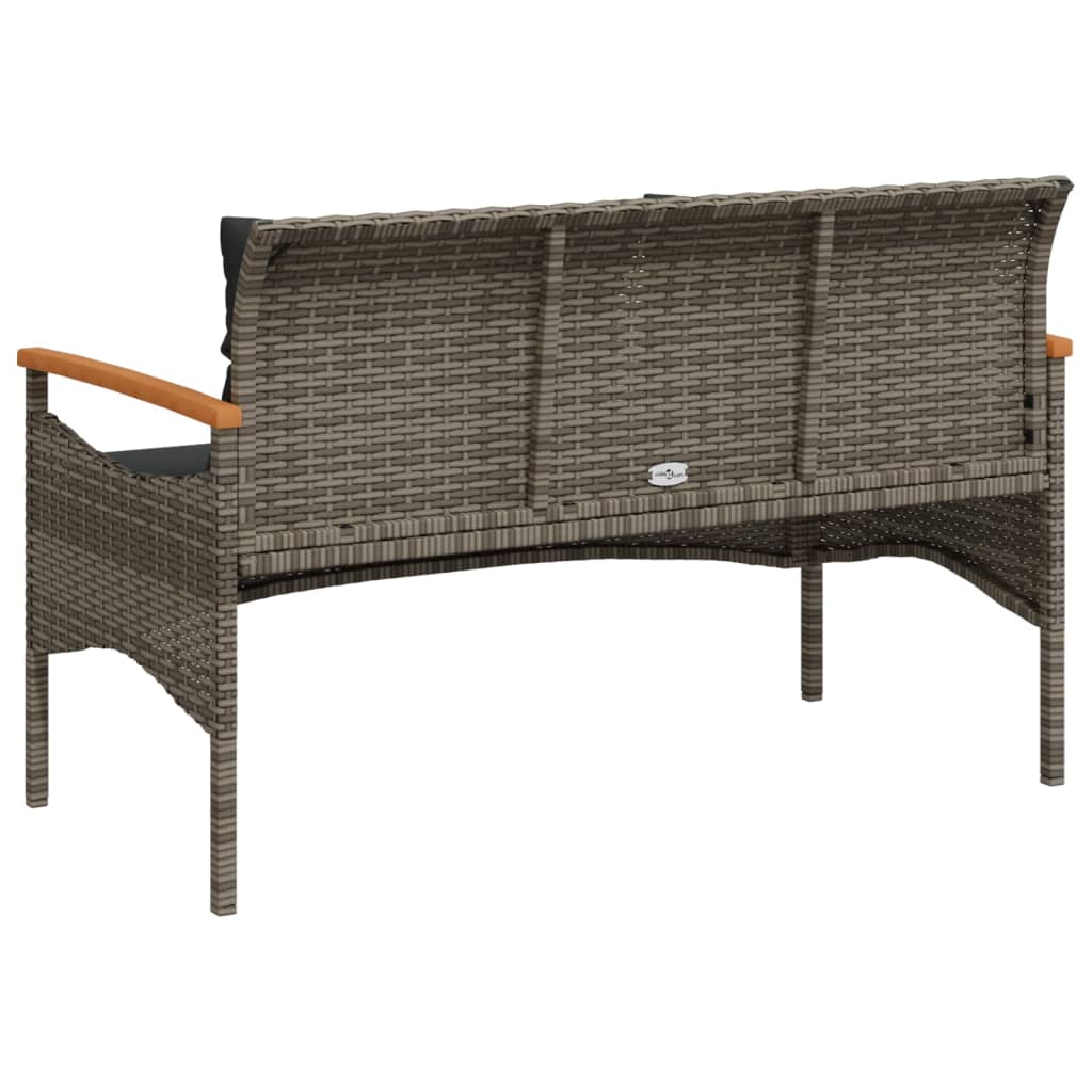 Tuinbank Met Kussens 116X62,5X74 Cm Poly Rattan